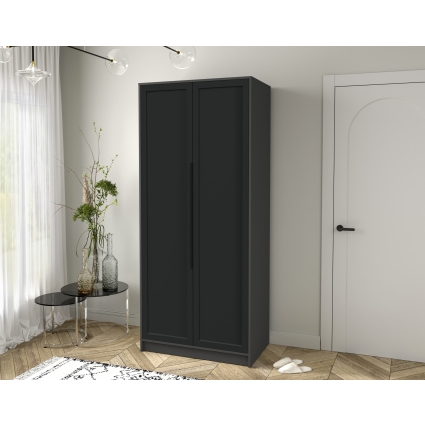 Шкаф распашной Тренд КТ-Ш2 (Антрацит ЛДСП/ Черный ЛМДФ) Ш918 В2128 Г547 Шкаф распашной Тренд КТ-Ш2 (Антрацит ЛДСП/ Черный ЛМДФ) Ш918 В2128 Г547